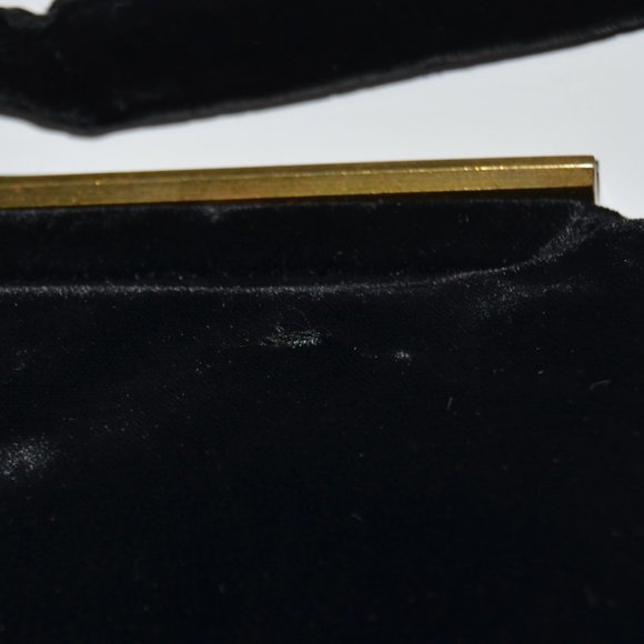 Vintage 40’s or 50’s Black Velvet Evening Bag with Attached Coin Purse MCM Pinup - Picture 7 of 15